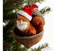 Ornements De Gland d'animaux De La Forêt,Décorations Suspendues D’Animaux De La Forêt,Noël Confortables en Acrylique 2D à Suspendre,Cadeaux Rustiques à Thème De Noël (Renard)