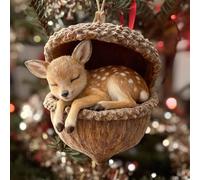 Ornements De Gland d'animaux De La Forêt,Décorations Suspendues D’Animaux De La Forêt,Noël Confortables en Acrylique 2D à Suspendre,Cadeaux Rustiques à Thème De Noël (Cerf Sika)