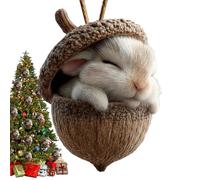 Ornements de Glands d'animaux de forêt, Glands d'animaux à Suspendre pour Noël, hérisson, écureuil, Lapin, Renard, Oiseau, Visage endormi paisible, décorations d'arbre Plates en Acrylique 2D
