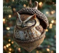 Ornements de glands d'animaux de la forêt, ornements de Noël en acrylique 2D forêt douillette, décoration d'animaux en pomme de pin, figurine de créature des bois, ornement suspendu décor de maison