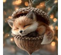 Ornements de glands d'animaux de la forêt, ornements de Noël en acrylique 2D forêt douillette, décoration d'animaux en pomme de pin, figurine de créature des bois, ornement suspendu décor maison fête