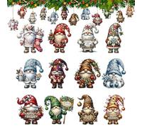 Ornements de gnome en bois - décorations de charme de Noël 24 pièces avec corde | Topper d'arbre festif et accents suspendus saisonniers pour la chambre, la cuisine, la porte, le hall d'entrée, le jar