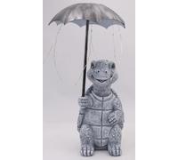 Ornements de jardin en forme de tortue à lumière solaire - Statue de tortue grise de 25 cm avec parapluie LED à suspendre, décoration extérieure imperméable pour terrasse, cour, cadeau pour maman