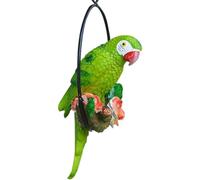 Ornements de jardin, perroquet à suspendre, décoration de jardin en résine, perroquet sur perchoir, statue de perroquet pour décorations de jardin extérieures, vert