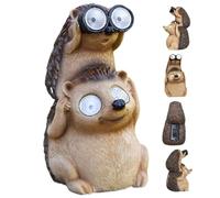 Ornements de jardin solaires 4x4x7 pouces, décoration de jardin en résine hérisson avec lumières LED, statues solaires hérisson mignonnes, lumières d'animaux amusantes pour patio, porche, arrière