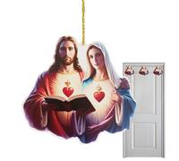 Ornements de la famille de Jésus, pendentif en acrylique pour la maison de Jésus | Ornement de Noël religieux tenant un cœur - Ornement de Noël religieux religieux, ornement de Noël en acrylique