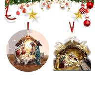 Ornements De La Nativité | 2 Pièces Décorations Acrylique 2D pour La Maison | Ornements De Noël Chrétiens | pour Vacances Réveillon du Nouvel an Anniversaire Mariage Fête Maison Adultes Famille