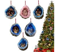 Ornements De La Nativité | 6 Pièces D'ensemble De Nativité pour Arbre De Noël avec Pendants Jésus - Souvenir en Acrylique 2D | pour Salon Table Étagère Manteau Fenêtre Cuisine Porche Entrée Balcon