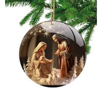 Ornements De La Nativité - Charme À Suspendre En Acrylique 2D, Design Complexe De La Sainte Famille Ajoute Un Charme Sacré De Vacances | Idéal Pour Les Arbres De Noël, Les Sacs À Dos, La Décoration De
