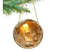 Ornements de la Nativité de Noël - Ornements catholiques en acrylique 2D de 6,30 pouces, ornement de la Nativité pour l'artisanat, décoration d'arbre de Noël chrétien, ornement religieux pour la sais