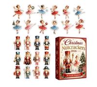 Ornements de l'Avent 2D plats en acrylique avec pendentif en forme de | Compte à rebours de 24 jours - Décoration de Noël pour vacances, maison, porte d'entrée, arbre, cheminée, voiture, branches