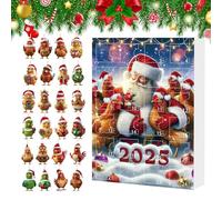 Ornements de l'Avent - Ornements de poulet pour l'arbre de Noël | 24 jours de compte à rebours de vacances Ornement de poulet | 2d acrylique poussin pendants gardables pour adultes, arbre de N