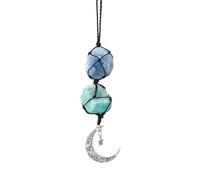 Ornements de Miroir de Voiture,Accessoires de Suspension de Miroir de Voiture en Cristal avec Pendentif Lune et Étoile pour Rétroviseur de Voiture