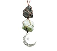 Ornements de Miroir de Voiture,Accessoires de Suspension de Miroir de Voiture en Cristal avec Pendentif Lune et Étoile pour Rétroviseur de Voiture