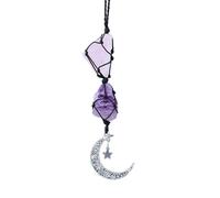 Ornements de Miroir de Voiture,Accessoires de Suspension de Miroir de Voiture en Cristal avec Pendentif Lune et Étoile pour Rétroviseur de Voiture