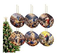 Ornements de Nativité - 12 Pièces Ornements en Bois de Noël - Chrétiens Jésus pour Mur Arbre Fenêtre Rétroviseur - Chambre Rétroviseur Fenêtre