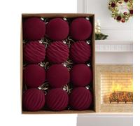 Ornements de Noël - 12 Pièces Ornements De Noël,Sphères Veloutées 8 cm pour Mur Décoration Domicile Événement Fêtes de Fin d'Année Mariage