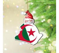 Ornements de Noël 2024 Algérie en acrylique à suspendre Drapeau de la ville Souvenir Ornement Souvenir Horizon Ville Drapeau Souvenir Cadeau de collection Décoration d'arbre de Noël Étiquette de nom