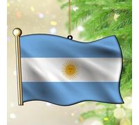 Ornements de Noël 2024 Argentine en acrylique Drapeau de la ville souvenir international du pays hispanique européen Asie Afrique Drapeaux souvenirs de collection Cadeau Décoration d'arbre de Noël