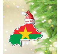 Ornements de Noël 2024 Burkina Faso en acrylique pour sapin de Noël bleu marine, vétéran, militaire, retraite, drapeau héros série souvenir, cadeau de collection, décoration d'arbre de Noël, étiquette