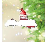 Ornements de Noël 2024 Lettonie en acrylique - Série drapeau héros - Pendentif carte d'État - Souvenir - Cadeau de collection - Décoration d'arbre de Noël - Étiquette de nom - Ornement transparent