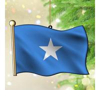 Ornements de Noël 2024 Somalie en acrylique pour sapin de Noël - Drapeaux de pays nationaux - Pendentif marin - Drapeau du monde mondial - Voyage souvenir - Cadeau de collection - Décoration d'arbre