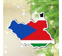 Ornements de Noël 2024 Soudan du Sud en acrylique - Décoration de Noël bleu marine vétéran militaire pour retraite - Souvenir - Drapeau souvenir de collection - Cadeau de collection - Décoration