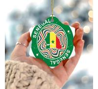 Ornements de Noël 2025 - Drapeau de la ville du Sénégal - Souvenir international - Ornement souvenir international - Drapeau aquarelle de voyage - Cadeau de collection pour les vacances - Cercle en