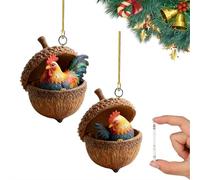 Ornements de Noël 2025 en forme de gland confortable à suspendre, ornement en acrylique 2D en forme de coq, décorations de vacances pour arbre