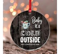 Ornements de Noël 2025 Hot Cocoa Baby It's Cold Outside Ornements à suspendre en acrylique Bonhomme de neige et Père Noël Latte Boule de Noël Cadeau souvenir pour amateur de chocolat chaud Décoration