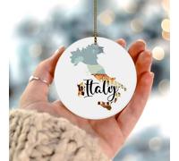 Ornements de Noël 2025 Italie Décoration d'arbre de Noël moderne Œuvre d'art paysage urbain à suspendre Bâtiments européens Paysage urbain coloré Cadeau de collection pour décoration de vacances