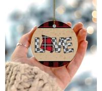 Ornements de Noël 2025 Love Missouri - Pendentif en porcelaine - État américain des anciens combattants - Cadeau de collection pour décorations de sapin de Noël - Cercle en céramique - 7,6 cm - Blanc