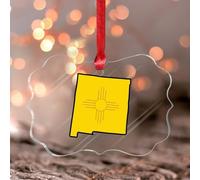 Ornements de Noël 2025 Nouveau-Mexique en acrylique pour sapin de Noël, histoire des États-Unis, drapeau d'État, souvenir des États-Unis, souvenir longue distance, cadeau de collection, décoration
