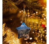 Ornements de Noël 2025 ronds en céramique à suspendre - Souvenir personnalisé - Pikes Peak Colorado - Décorations de Noël pour sapin de Noël, décorations de fête, cadeaux d'anniversaire de Noël