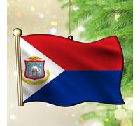 Ornements de Noël 2025 Sint Maarten Acrylique Ornement Souvenir Carte du Monde Drapeau d'État Drapeau d'État Voyage Sport Souvenir Cadeau de collection Décoration d'arbre de Noël Étiquette de nom