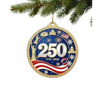 Ornements de Noël 250e Décoration patriotique suspendue en acrylique léger | Décorations de Noël d'intérieur pour Thanksgiving, fêtes, soirées, bureaux, maison, chambre, nuit, cour, ferme et