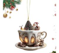 Ornements De Noël - 3,15x3,03x0,12 Pouces Pendentifs En Forme De Tasse À Café En Acrylique 2D, Décorations D'arbre De Noël, Pendentif Pour Intérieur De Voiture | Chevet Hommes Femmes Lieu De Travail S
