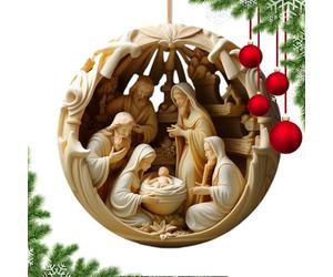Ornements De Noël À Caractère Religieux - Pendentif Pour Sapin À Thème Nativité En Acrylique 2D | Décorations De Sapin De Noël - Pour Les Fêtes D'Hiver La Maison La Voiture Le Sac À Dos L'Église La