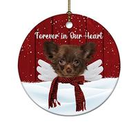 Ornements De Noël À La Mémoire du Chien Chihuahua, Toujours dans Notre Cœur Ornement en Céramique Classique Uniques Décorations De Noël