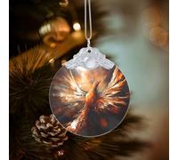 Ornements de Noël abstraits phénix ronds à suspendre en verre pour fête, mariage, cheminée en plein air