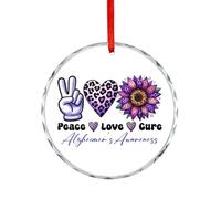 Ornements de Noël amusants pour sapin, souvenir en verre de sensibilisation à la maladie d'Alzheimer, cadeau de Noël pour combat de survivants, cadeau de Noël rond 7,5 cm