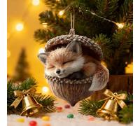 Ornements de Noël Animaux de la Forêt en Forme de Gland, Nouvelle Décoration d'Animaux en Pomme de Pin 2025, Figurine de Créature des Bois, Ornement Suspendu en Résine 3D Décoration Maison et Fête