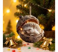 Ornements de Noël Animaux de la Forêt en Gland, Nouvelle Décoration d'Animaux en Pomme de Pin 2025, Figurine de Créature des Bois, Ornement Suspendu en Résine 3D Décor Maison Fête (Hérisson)