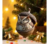 Ornements de Noël Animaux de la Forêt en Gland, Nouvelle Décoration d'Animaux en Pomme de Pin 2025, Figurine de Créature des Bois, Ornement Suspendu en Résine 3D Décor Maison Fête (Chouette)