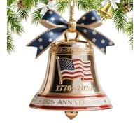 Ornements de Noël avec cloche - Commémoratifs en métal, décoration souvenir, finition or brillant, design avec cloche suspendue, détails élégants | Ornement pour le 250e anniversaire de la fondation