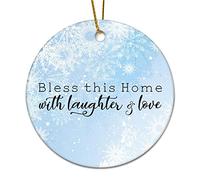 Ornements De Noël Bénissez Cette Maison avec Le Rire Et l'amour Céramique Décoration Drôle Personnalisable Décorations Noël Sapin Pendentifs
