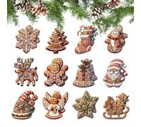 Ornements de Noël - Bois 24pcs | Décoration de pain d'épice, santa elk angel snowflake bell snowman conceptions, suspendu chriśtmas décorations | Style de ferme, arbre, fêtes sur le thème de l'hiver,