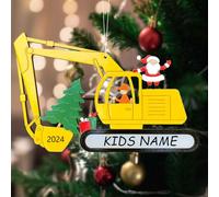 Ornements de Noël de Excavatrice personnalisés Famille de 2,3,4,5,6,7,8 Nom personnalisé Ornement de Noël de avec Texte, Cadeaux de décoration de Noël personnalisés