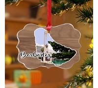 Ornements de Noël de la Barbade - Paysage urbain - Illustration - Œuvre d'art à suspendre - Disques en acrylique transparent - Architecture européenne célèbre - Décoration d'arbre de Noël - Étiquette