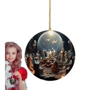 Ornements De Noël De La Nativité | Pendentif Religieux en Acrylique 2D | Décorations De Noël Chrétiennes - pour Maison Jardin Arbre Fêtes Étagère Intérieur de Voiture Poignée de Porte